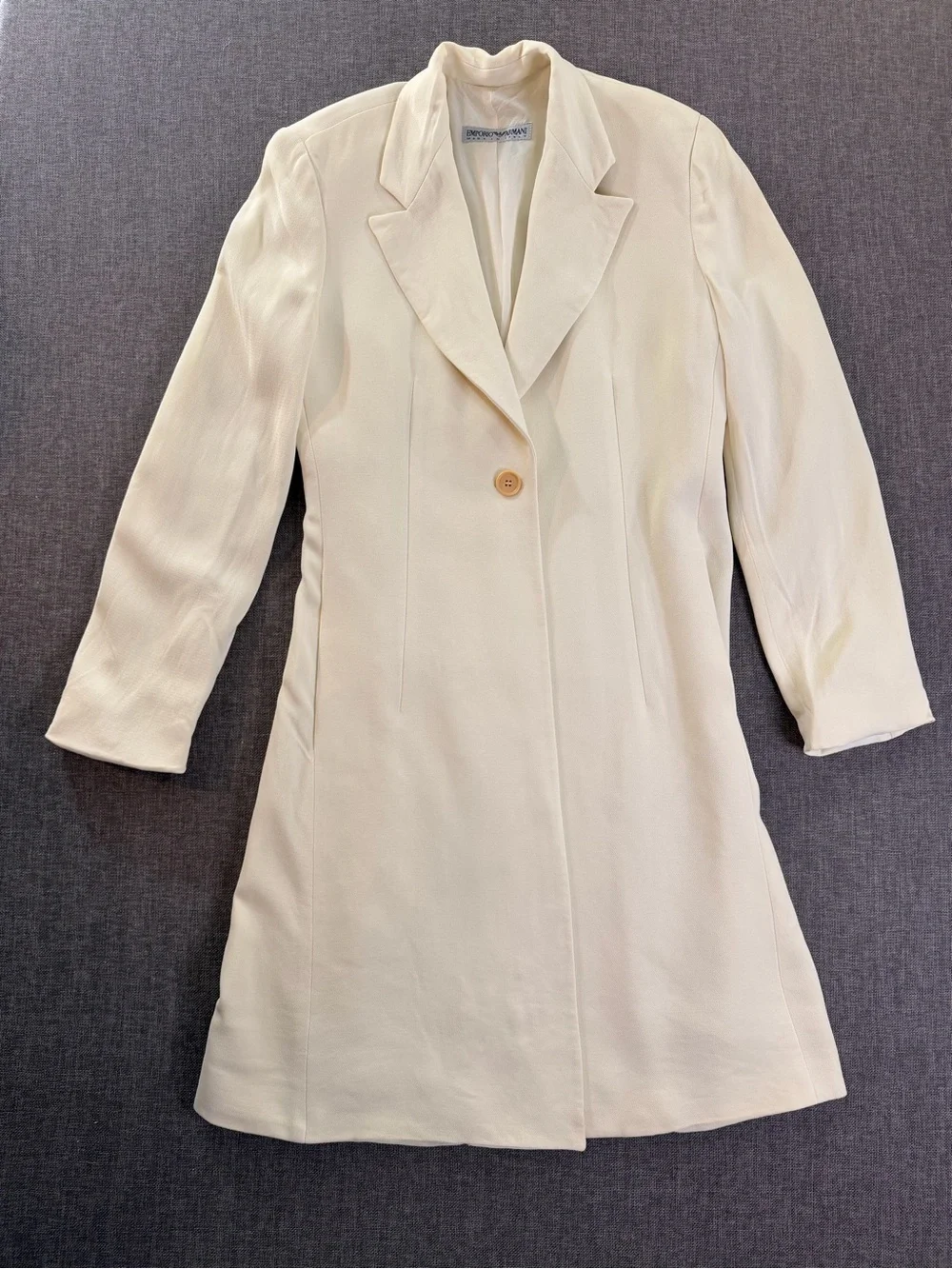 Emporio Armani Vintage Cream Single-Button Trench Coat Small Made In Italy